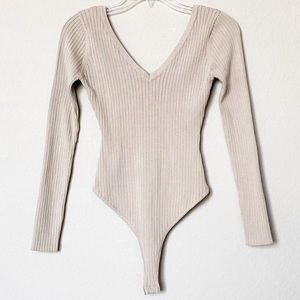 Better Be Nude Long Sleeve V-Neck Bodysuit